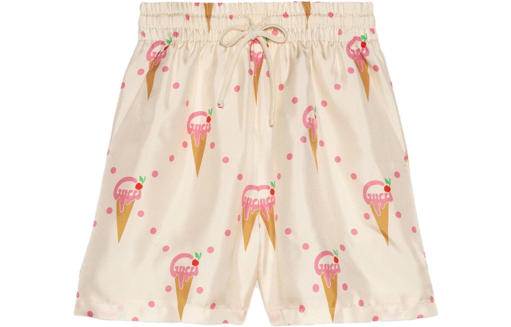 (Women) Gucci SS23 Ice Cream Print Casual Shorts Ivory White 731142-XJE9P-9381