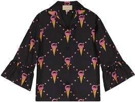 (Women) Gucci SS23 Ice Cream Print Long Sleeve Sun Shirt Black 732463-ZAL41-1187 (Women) Gucci SS23 Ice Cream Print Long Sleeve Sun Shirt Black 732463-ZAL41-1187