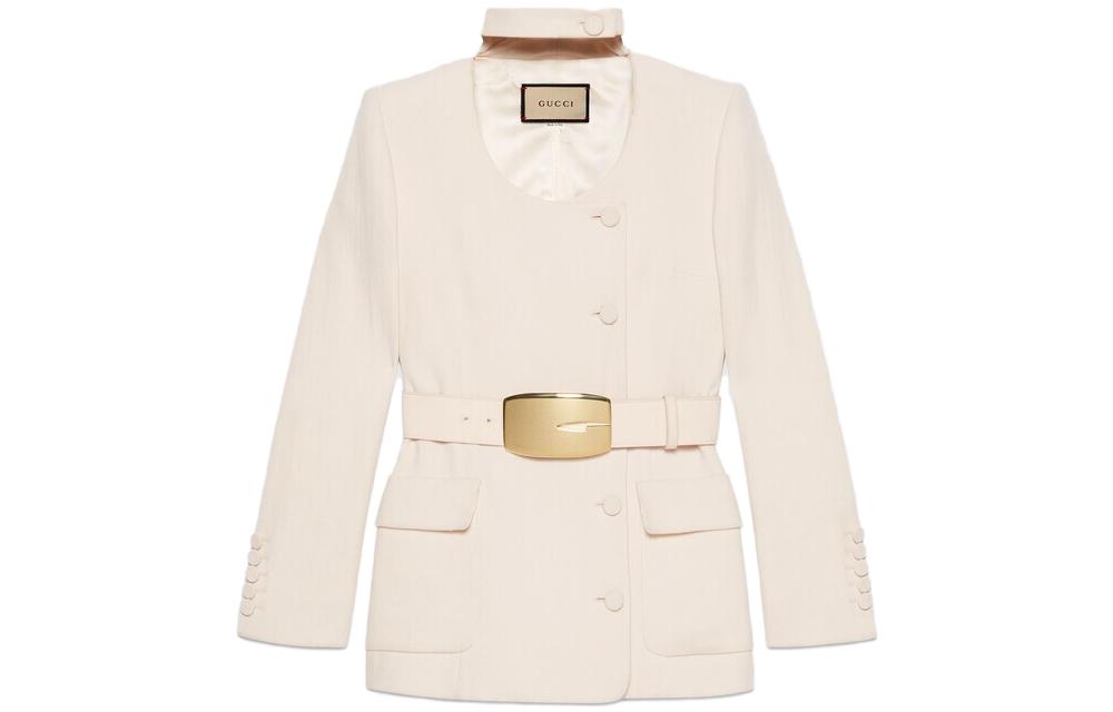 (Women) Gucci SS23 Ivory White Casual Single-Breasted Jacket 737474-Z8BFO-9045