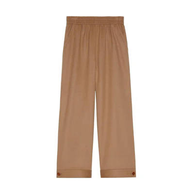 (Women) Gucci SS23 Khaki Straight-Leg Casual Pants with Badge 711759-ZAKJS-2603