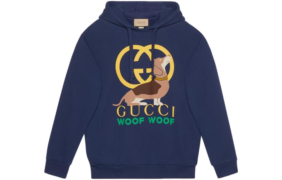 (Women) Gucci SS23 Logo Print Navy Blue Hoodie 717427-XJFNM-4590