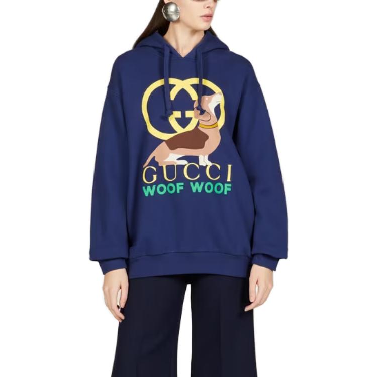 (Women) Gucci SS23 Logo Print Navy Blue Hoodie 717427-XJFNM-4590 圖 4