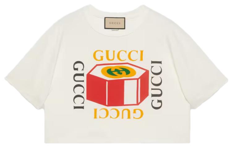 (Women) Gucci SS23 Logo Print Short Sleeve T-Shirt Beige 717684-XJFNC-9095