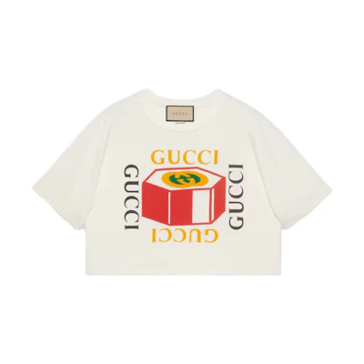 (Women) Gucci SS23 Logo Print Short Sleeve T-Shirt Beige 717684-XJFNC-9095
