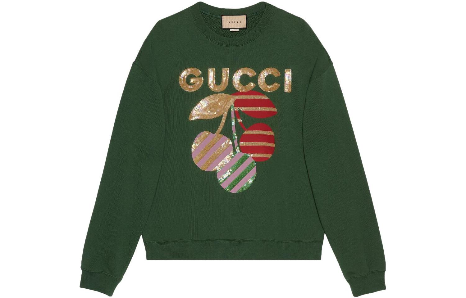 (Women) Gucci SS23 Logo Sequin Embroidered Green Sweatshirt 756354-XJFVY-3754