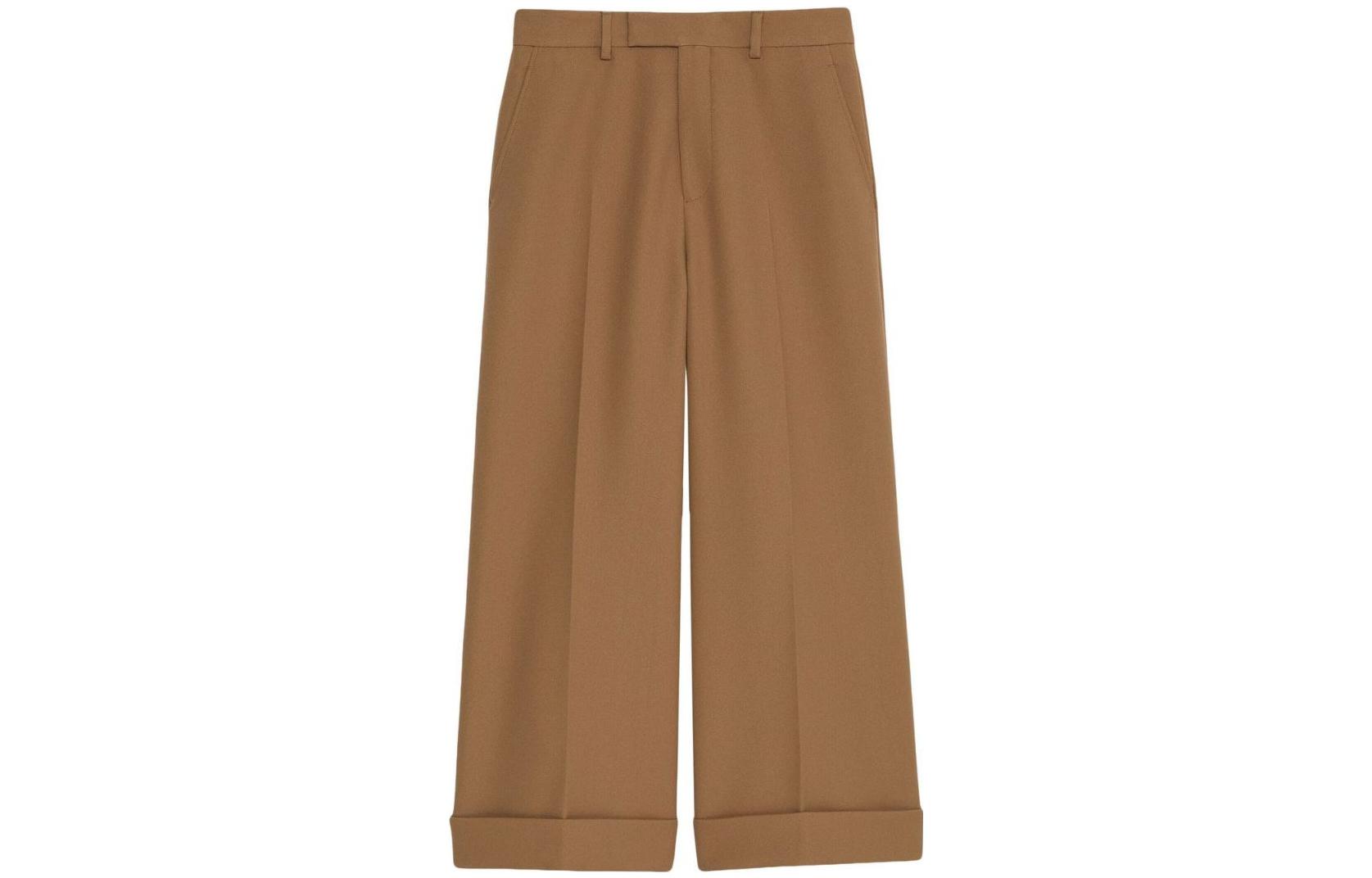 (Women) Gucci SS23 Monocolor High-Waisted Straight Ankle Pants Women Brown 731943-Z798C-2708