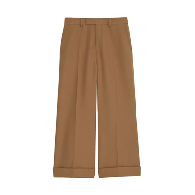 (Women) Gucci SS23 Monocolor High-Waisted Straight Ankle Pants Women Brown 731943-Z798C-2708