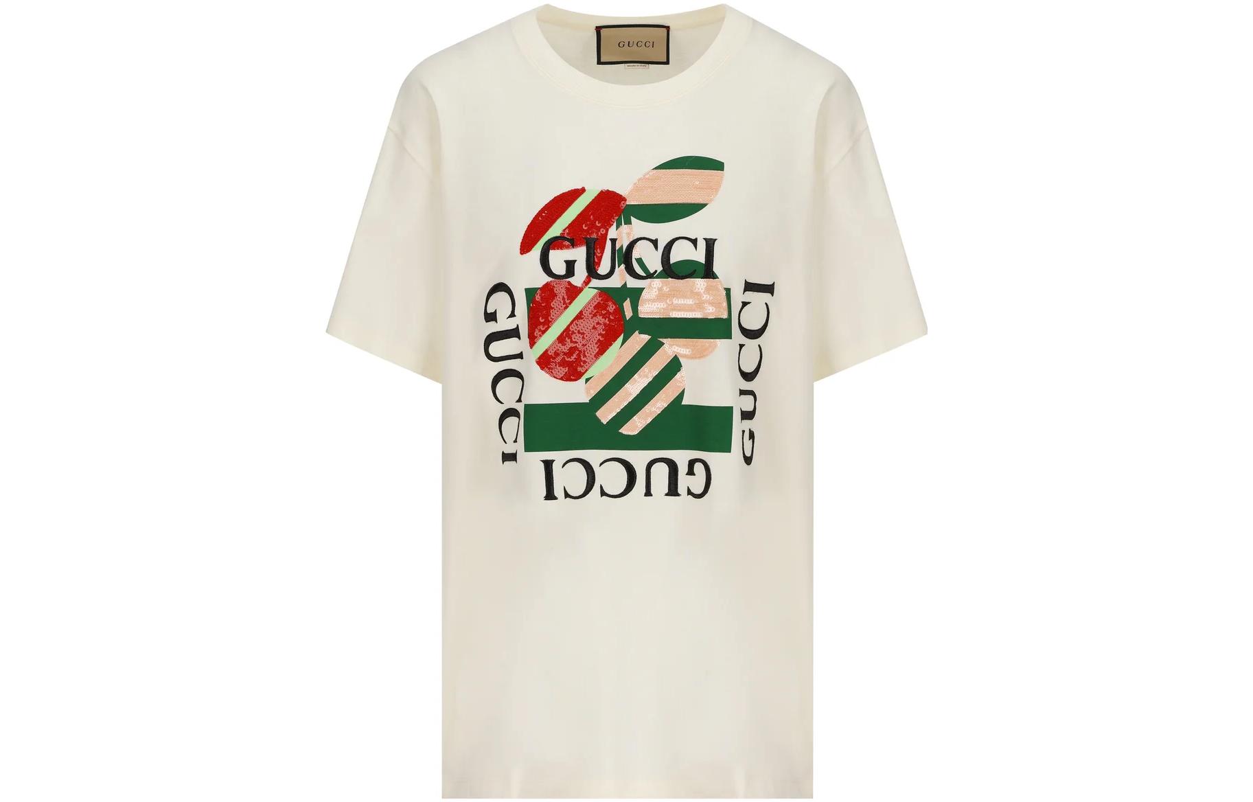 (Women) Gucci SS23 Multicolor Letter Print Crewneck T-Shirt in Off-White 717422-XJFV5-9026
