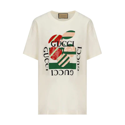 (Women) Gucci SS23 Multicolor Letter Print Crewneck T-Shirt in Off-White 717422-XJFV5-9026