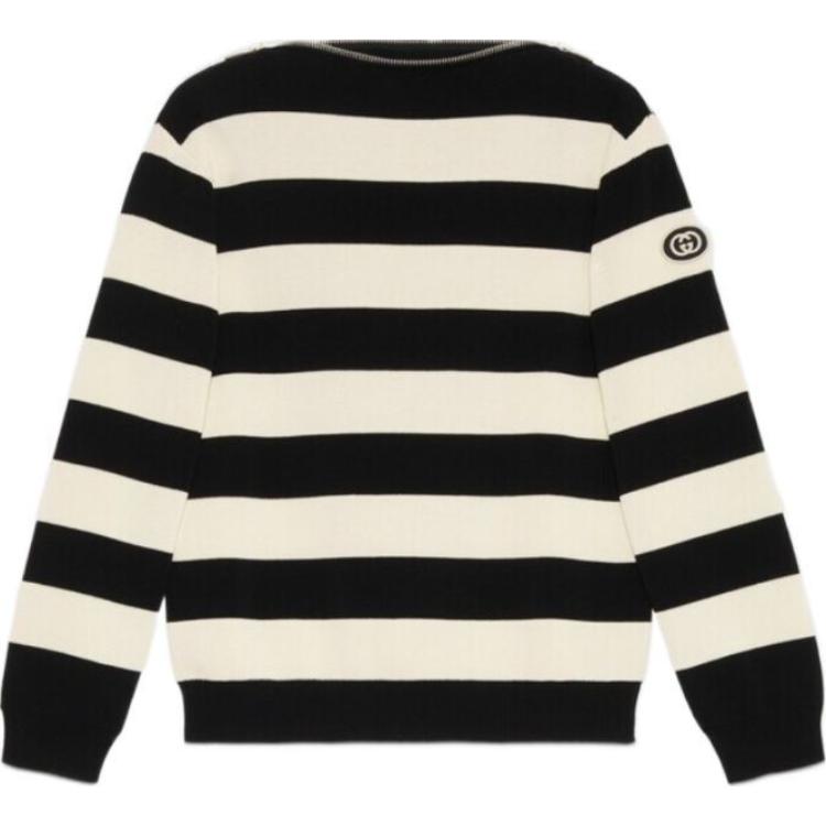(Women) Gucci SS23 Multicolor Logo Knit Sweater with Stripes 731133-XKCV0-9103