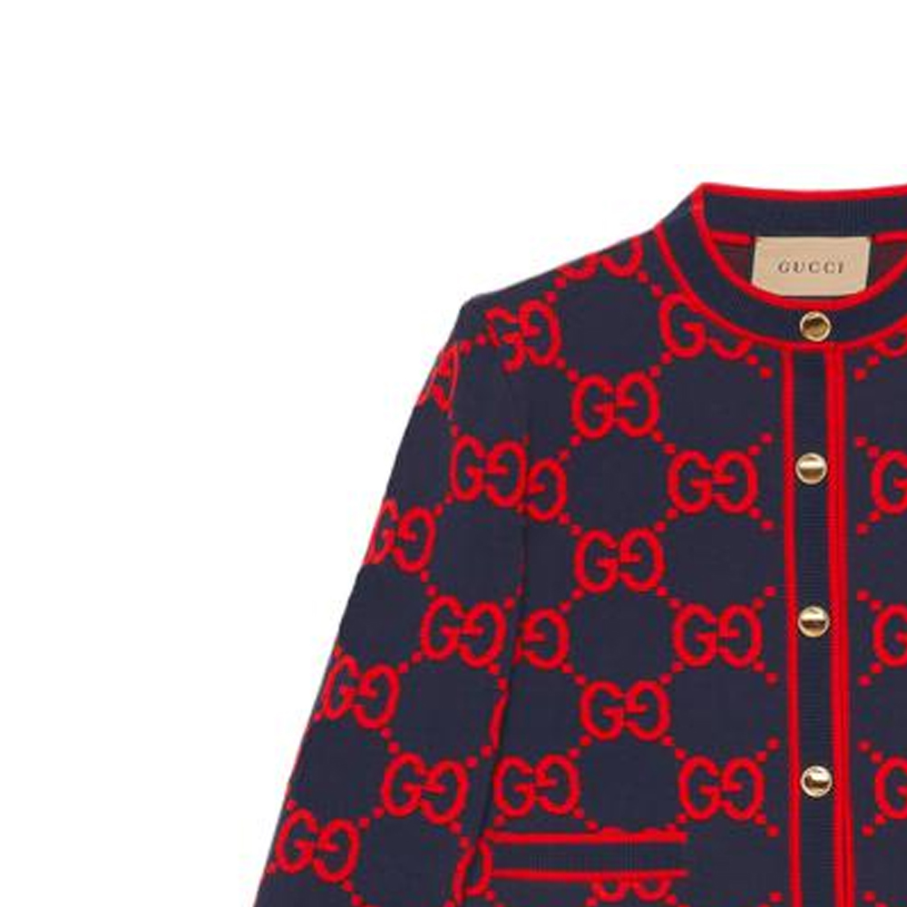 (Women) GUCCI SS23 Navy Blue Logo Embroidered Button-Up Knit Cardigan for Women. 743319-XKC8X-4754 圖 3