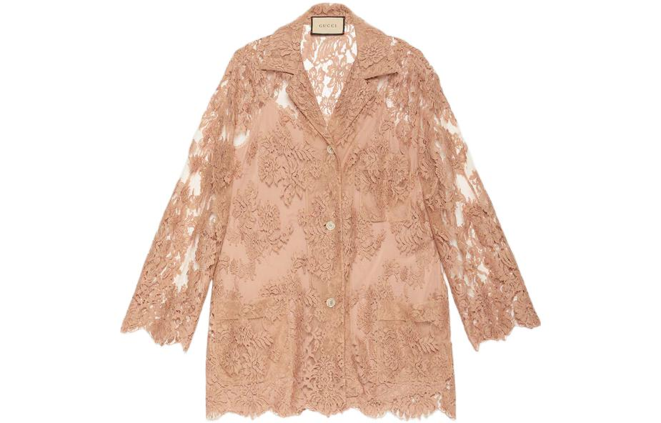 (Women) Gucci SS23 Pastel Pink Lace Blazer Jacket with Notched Lapel 718222-ZAINX-7750 圖 2