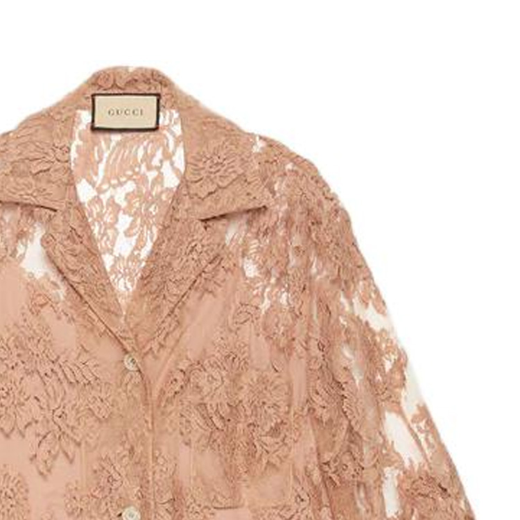 (Women) Gucci SS23 Pastel Pink Lace Blazer Jacket with Notched Lapel 718222-ZAINX-7750 圖 4