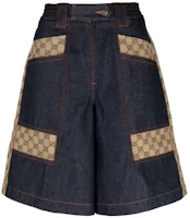 (Women) Gucci SS23 Patchwork Colorblock High-Waist Blue Shorts 743203-XDCF3-4759 (Women) Gucci SS23 Patchwork Colorblock High-Waist Blue Shorts 743203-XDCF3-4759