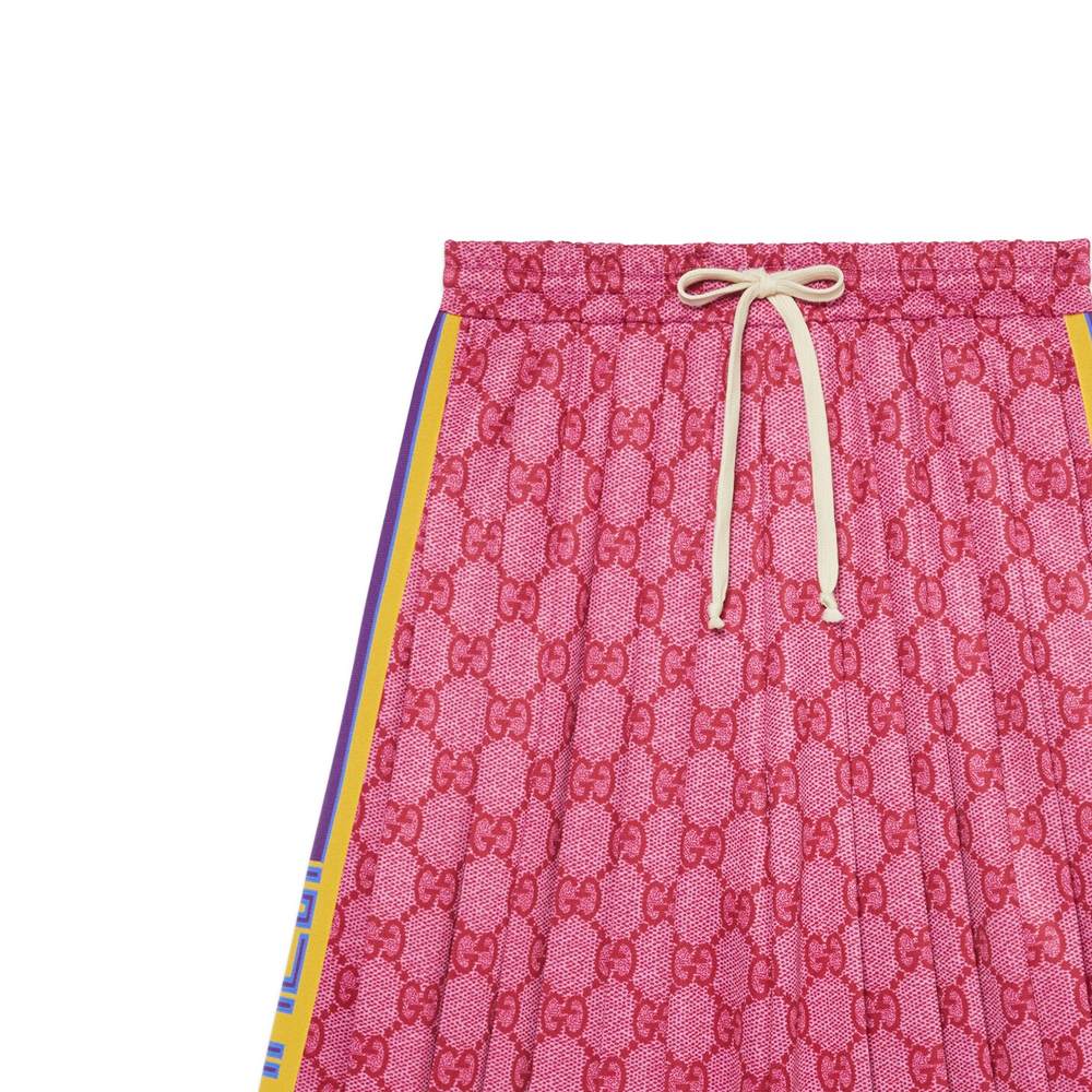 Sizing (W) GUCCI SS23 Seluar Pendek Rajut Rona Merah Jambu Wanita dengan Corak Seluruh. 550599-XJADG-5369