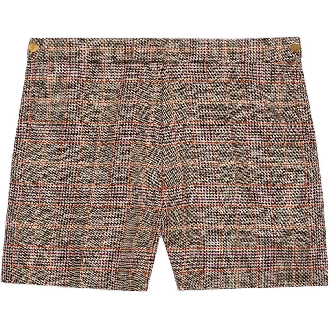 (Women) Gucci SS23 Plaid Button Casual Shorts Brown 748347-ZAMT8-1043