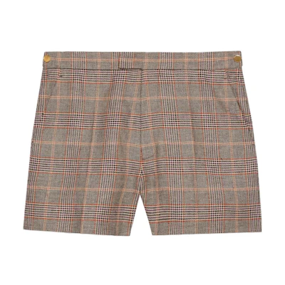 (Women) Gucci SS23 Plaid Button Casual Shorts Brown 748347-ZAMT8-1043