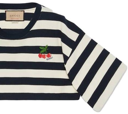 (Women) GUCCI SS23 Pre-Fall Striped Cherry Embroidered Crop Top White 748510-XJFN2-4492 Sizing (Women) GUCCI SS23 Pre-Fall Striped Cherry Embroidered Crop Top White 748510-XJFN2-4492