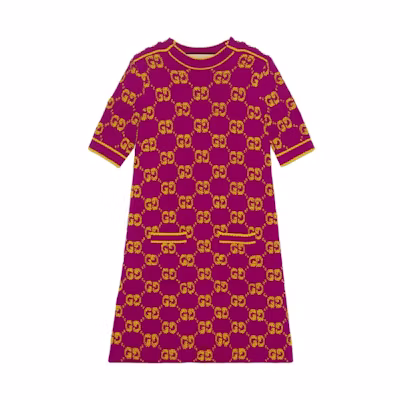 (Women) Gucci SS23 Purple Logo Print Loose Fit Midi T-Shirt Dress 718630-XKCNA-5661