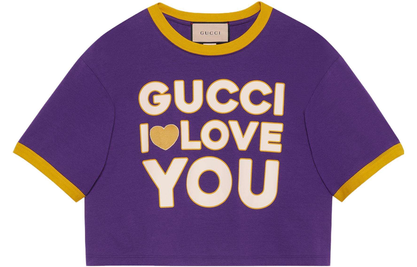 Buy (W) Camiseta Gucci SS23 Morada Manga Corta con Logo y Hombros Caídos. 753879-XJFVF-5878