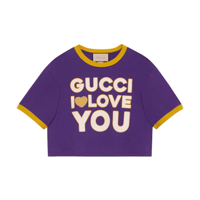 (Women) Gucci SS23 Purple Short Sleeve Logo Print Drop Shoulder T-Shirt 753879-XJFVF-5878