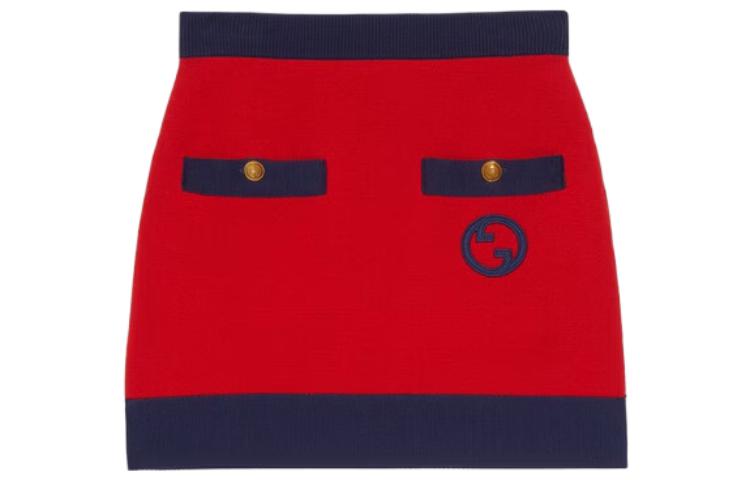 (Women) Gucci SS23 Red Interlocking G Embroidered Short Skirt 742952-XKC76-6432