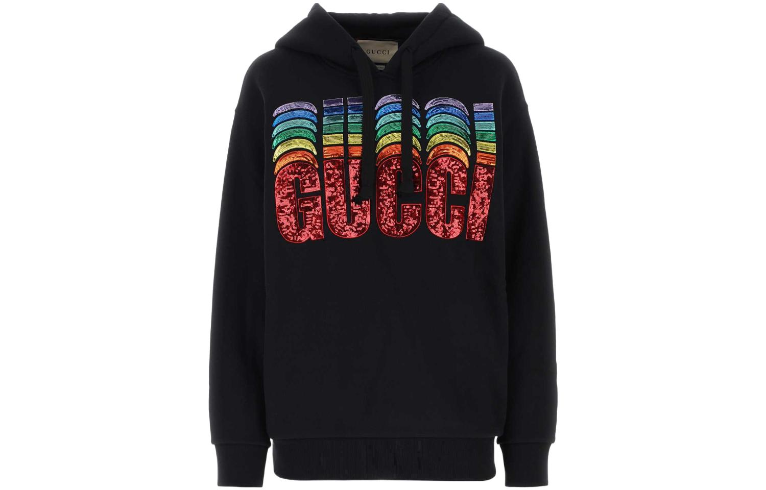 (Women) Gucci SS23 Sequin Logo Sweatshirt Women’s Black 717427-XJE50-1043