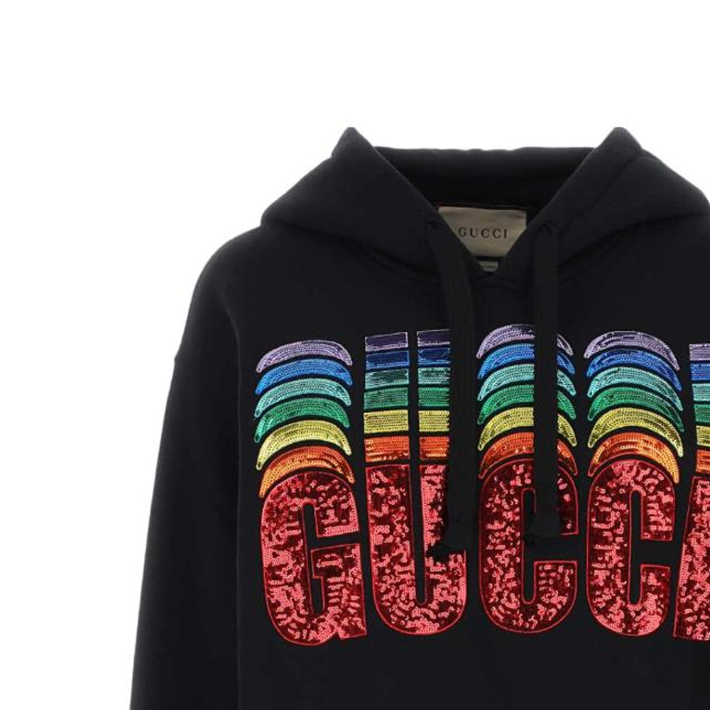 Purchase (W) 구찌 SS23 스팽글 로고 스웻셔츠 여성 블랙 717427-XJE50-1043