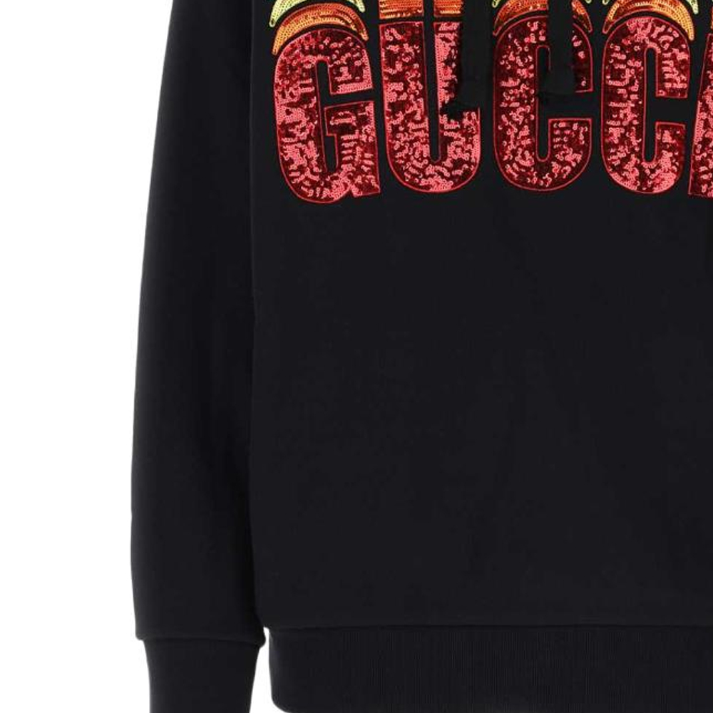 Details for (W) 구찌 SS23 스팽글 로고 스웻셔츠 여성 블랙 717427-XJE50-1043