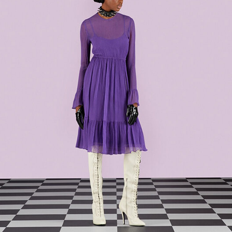 Shop (W) Vestido Morado Transparente de Manga Larga GUCCI SS23 para Mujer 731262-ZHS78-5585