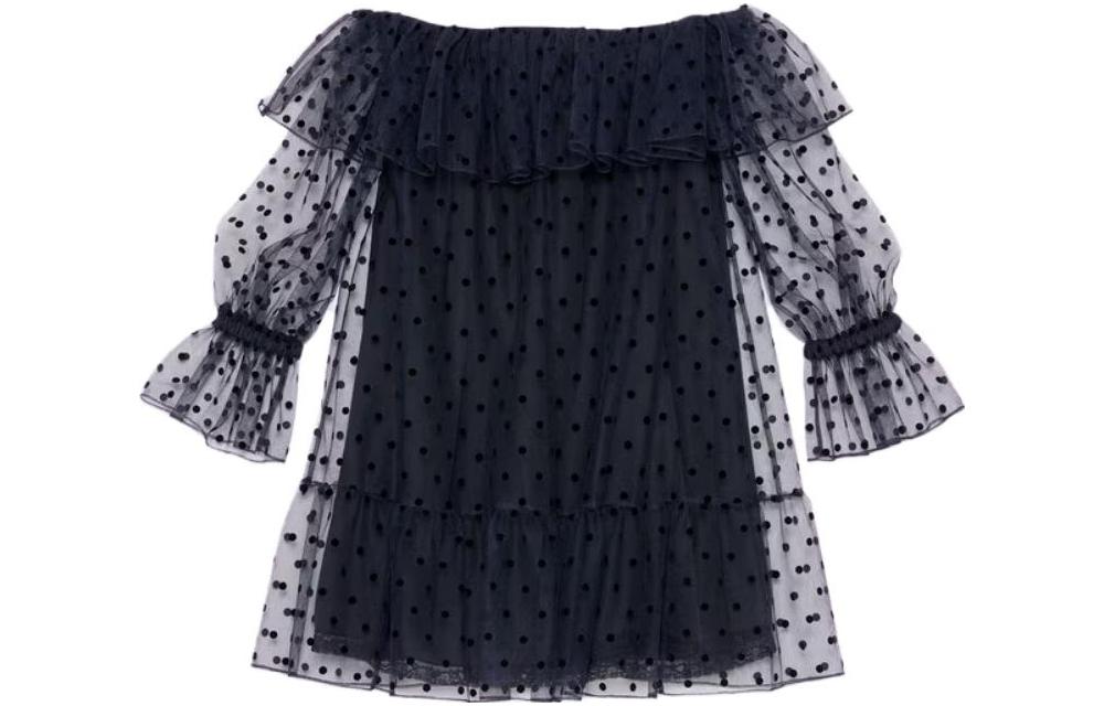 (Women) Gucci SS23 Simple Long Sleeve Casual Dress Black 728134ZALPM4234