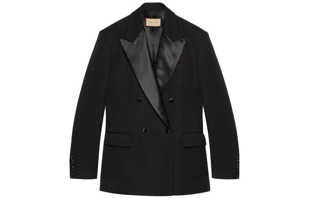 (Women) Gucci SS23 Solid Black Double-Breasted Casual Blazer 686443-ZAI41-1000