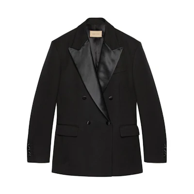 (Women) Gucci SS23 Solid Black Double-Breasted Casual Blazer 686443-ZAI41-1000