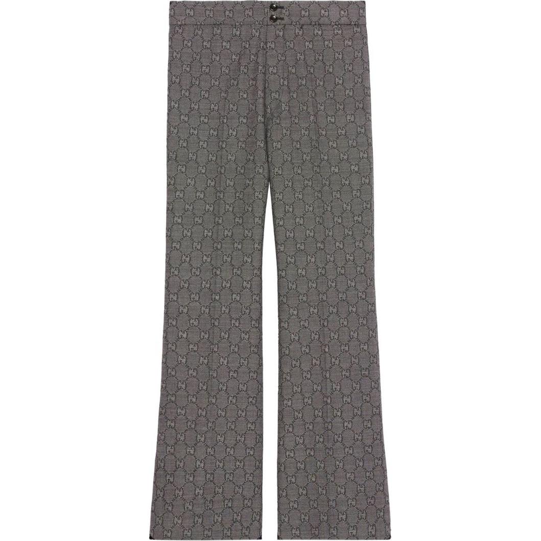 (Women) Gucci SS23 Straight-Leg Pants Grey GG Monogram Print 718127-ZAKF8-1070