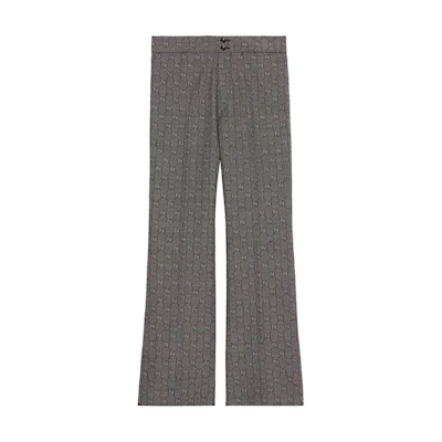 (Women) Gucci SS23 Straight-Leg Pants Grey GG Monogram Print 718127-ZAKF8-1070