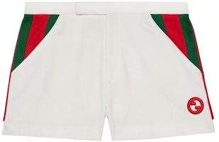 (Women) Gucci SS23 Striped Colorblock Print Casual Shorts 738933-XJFJE-9088 (Women) Gucci SS23 Striped Colorblock Print Casual Shorts 738933-XJFJE-9088