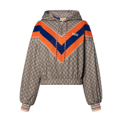 (Women) Gucci SS23 Striped Patchwork Logo Embroidered Hoodie Multicolor 735089-XJFBY-2102