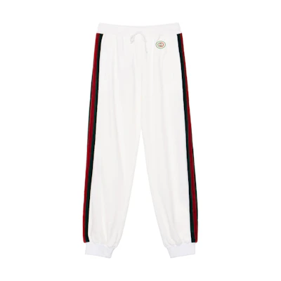 (Women) Gucci SS23 White Logo Embroidered Striped Knit Jogger Pants 678641-XJDYG-9061