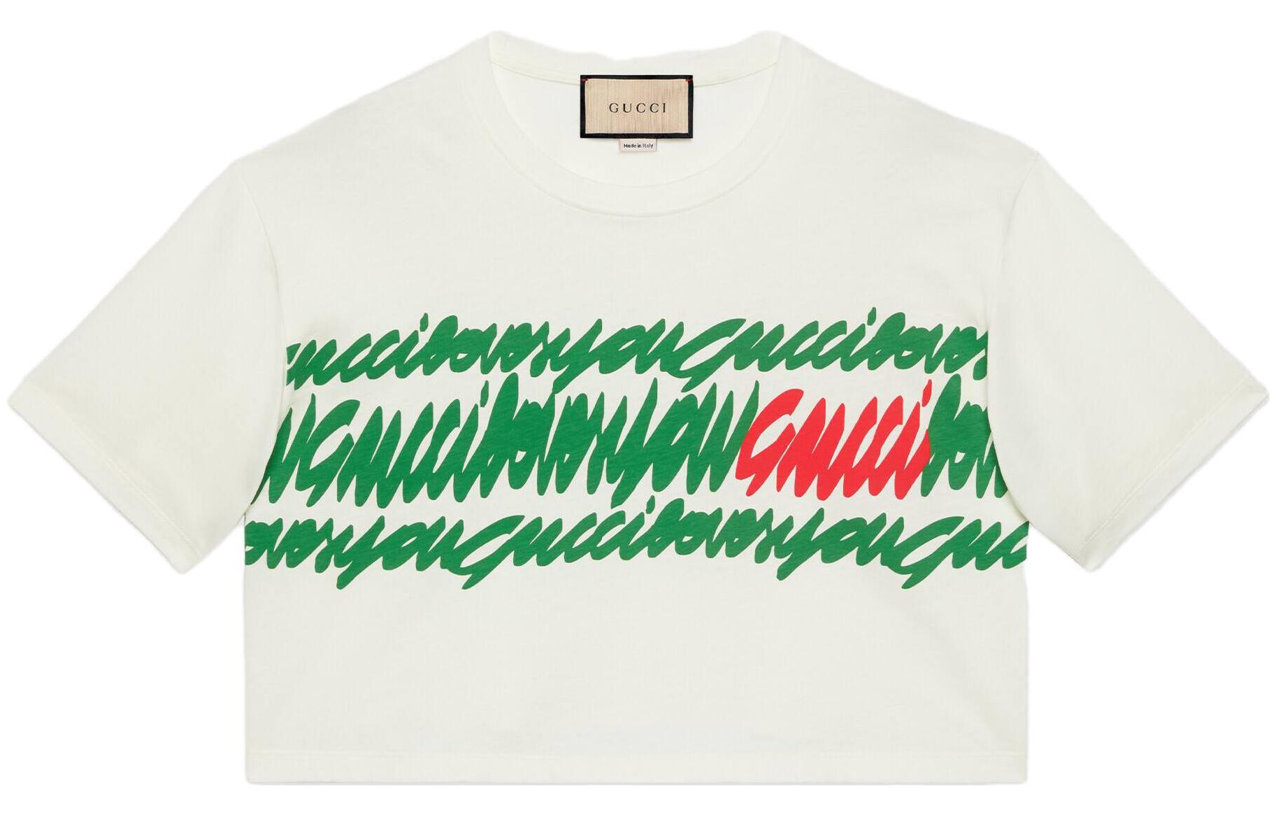 (Women) Gucci SS23 White Printed Short-Sleeve Pullover T-Shirt 717684-XJFQN-9095