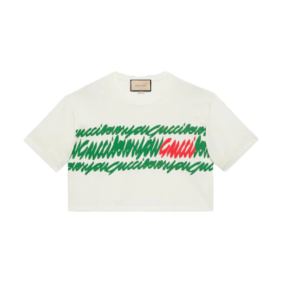 (Women) Gucci SS23 White Printed Short-Sleeve Pullover T-Shirt 717684-XJFQN-9095