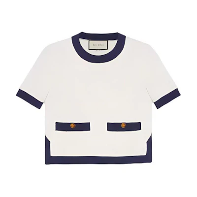 (Women) Gucci SS23 White Round-neck Short-sleeve T-shirt with Interlocking G Embroidery 742962-XKC76-9329