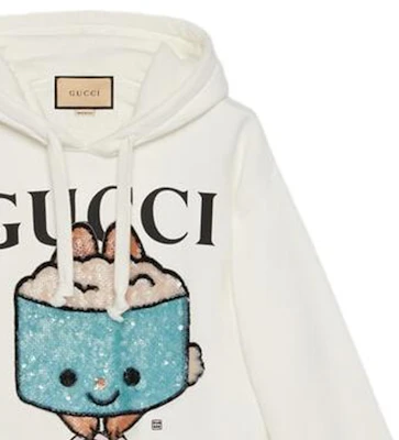 (W) Gucci SS23 White Sequin Logo Sweatshirt Kasual Bordir Trendy 688197-XJE5Q-9088 Details for (W) Gucci SS23 White Sequin Logo Sweatshirt Kasual Bordir Trendy 688197-XJE5Q-9088