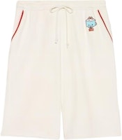 (Women) Gucci SS23 White Shorts with Cartoon Embroidery Patch 736306-XJFBR-9088 (Women) Gucci SS23 White Shorts with Cartoon Embroidery Patch 736306-XJFBR-9088