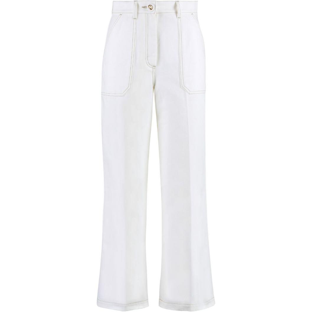 (Women) Gucci SS23 White Solid High-Waisted Straight-Leg Pants 729179-XDB9V-9011