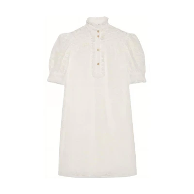 (Women) Gucci SS23 White Solid Lace Short Sleeve Dress 657992-ZAGNR-9002