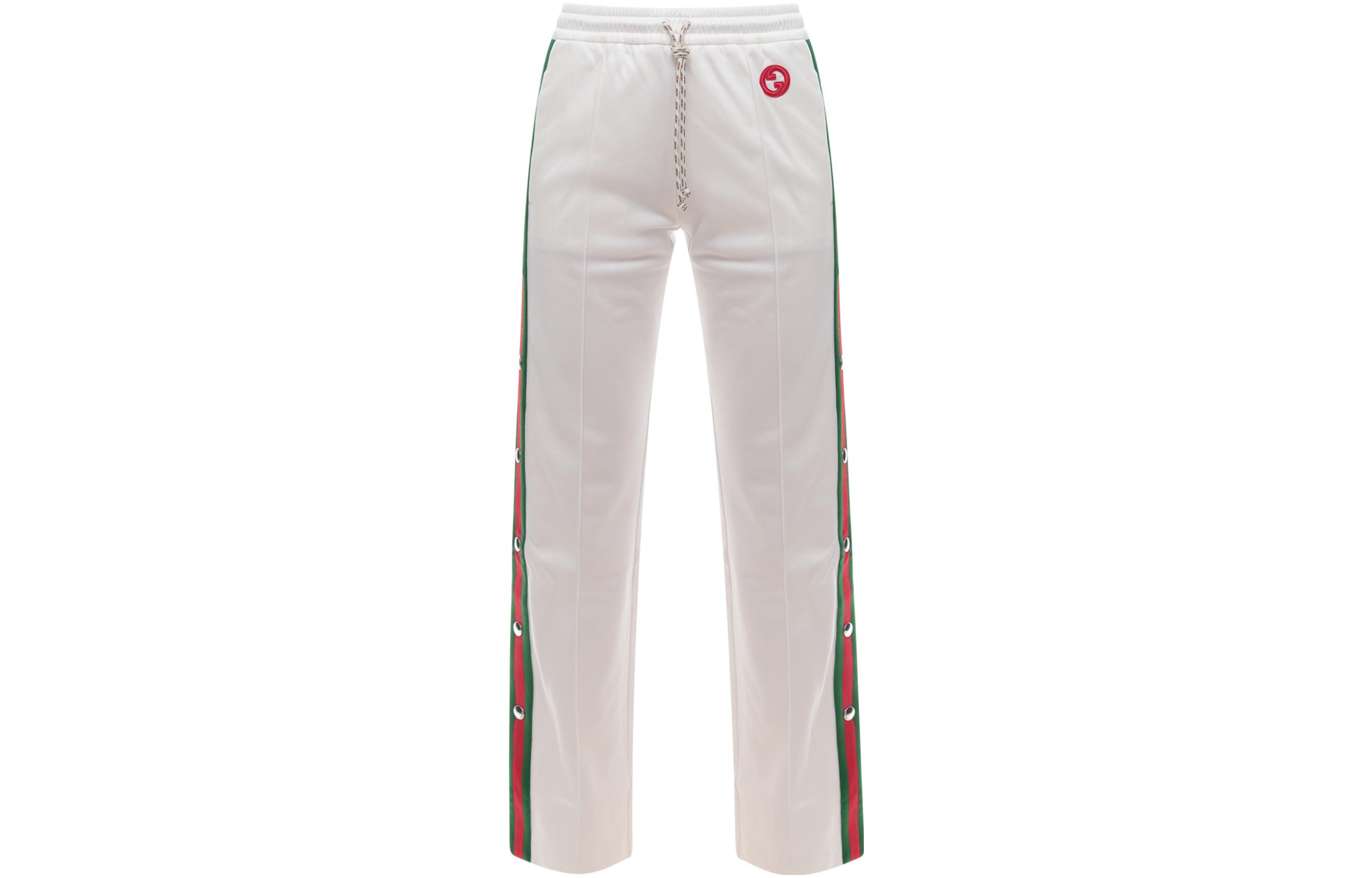 (Women) Gucci SS23 White Striped Logo Straight-Leg Drawstring Sweatpants 738915-XJFJE-9088