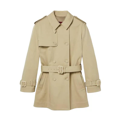 (Women) GUCCI SS24 Beige Belted Double-Breasted Short Trench Coat. 786029-Z8BR3-2298