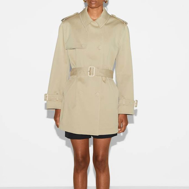 Shop (W) GUCCI SS24 米色雙排扣腰帶短版風衣外套. 786029-Z8BR3-2298