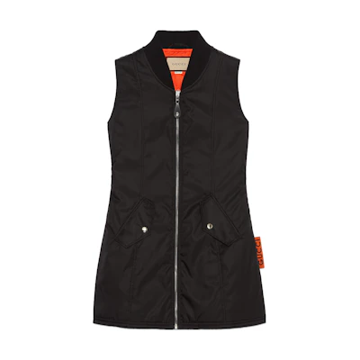 (Women) GUCCI SS24 Black Sleeveless Casual Dress with Zipper Pocket. 772113-Z8BPT-1043