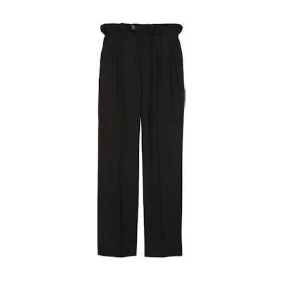 (Women) GUCCI SS24 Black Straight-Leg Casual Pants with Solid Belt 761399-ZHW51-1000